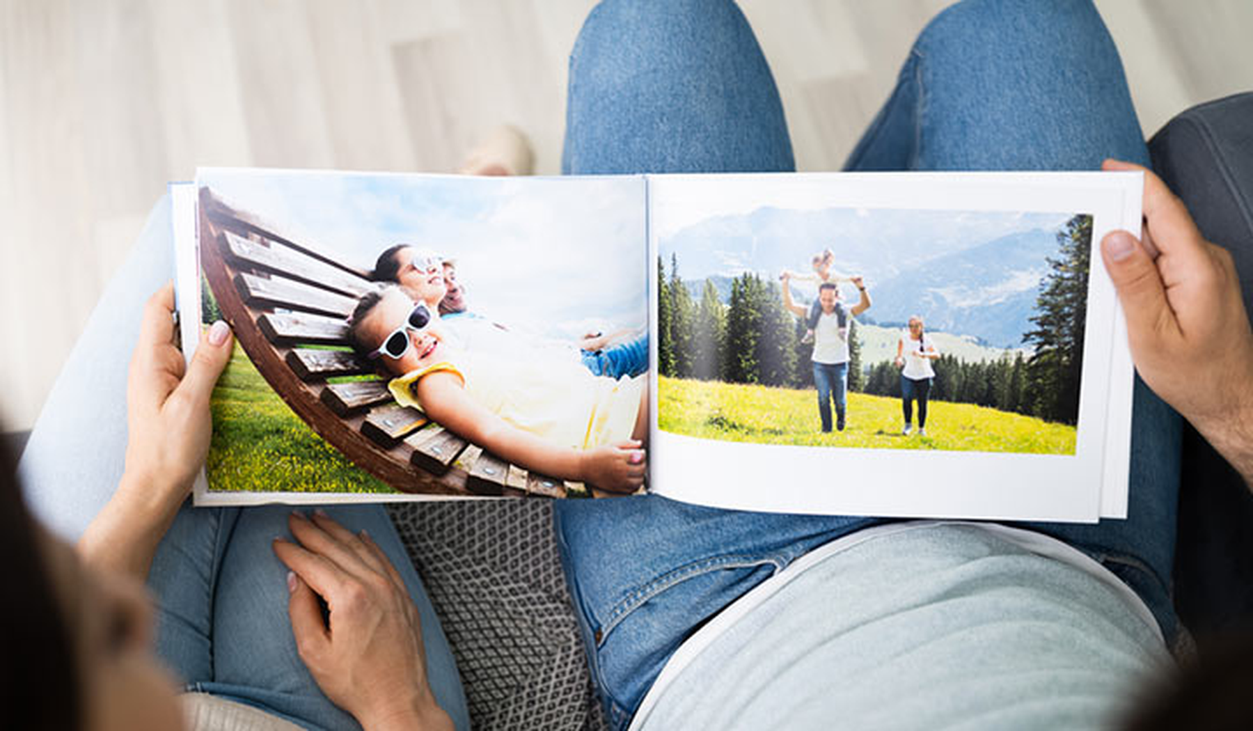 Couple looking at a photo book